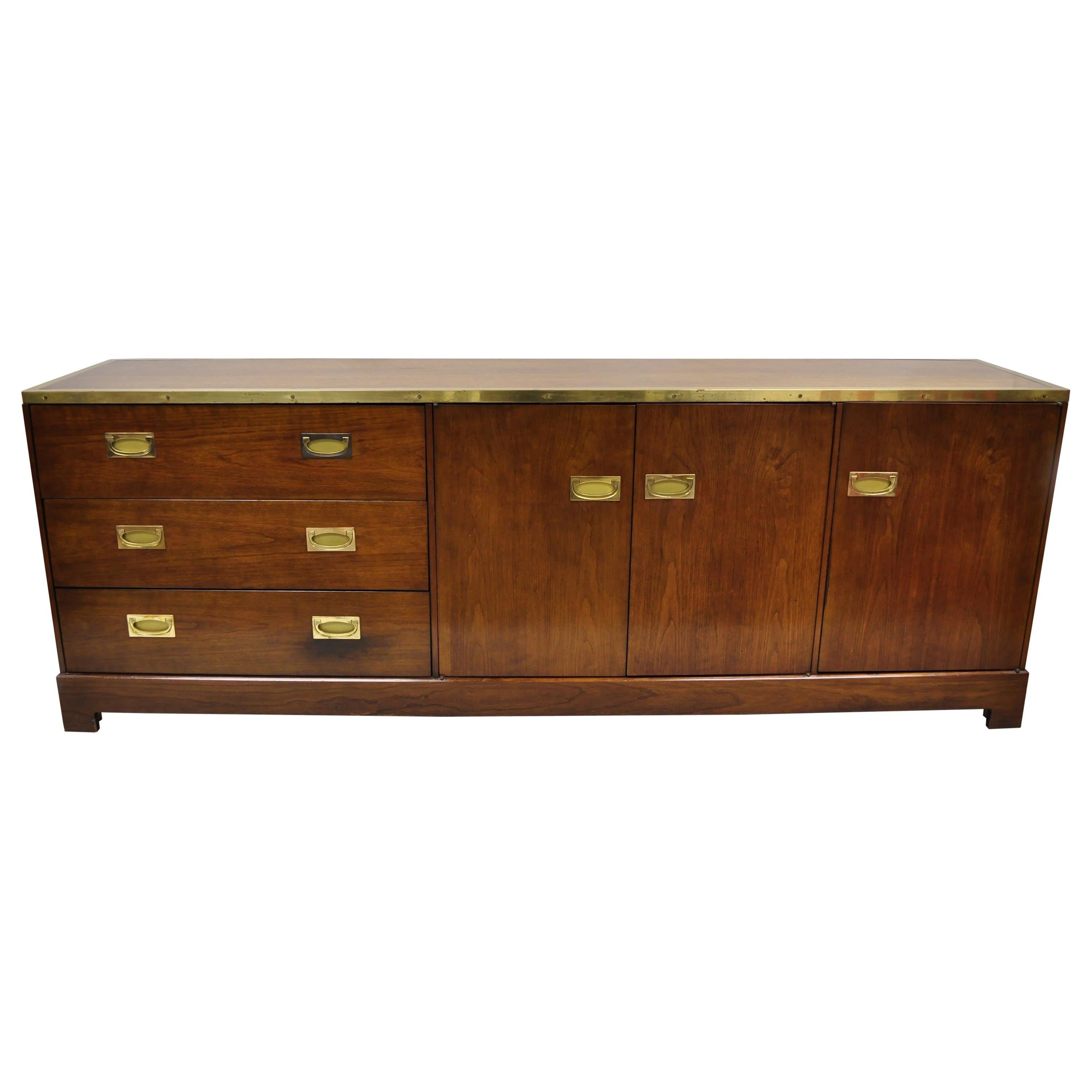 Directional Custom Collection Campaign Style Cherry & Brass Credenza Cabinet