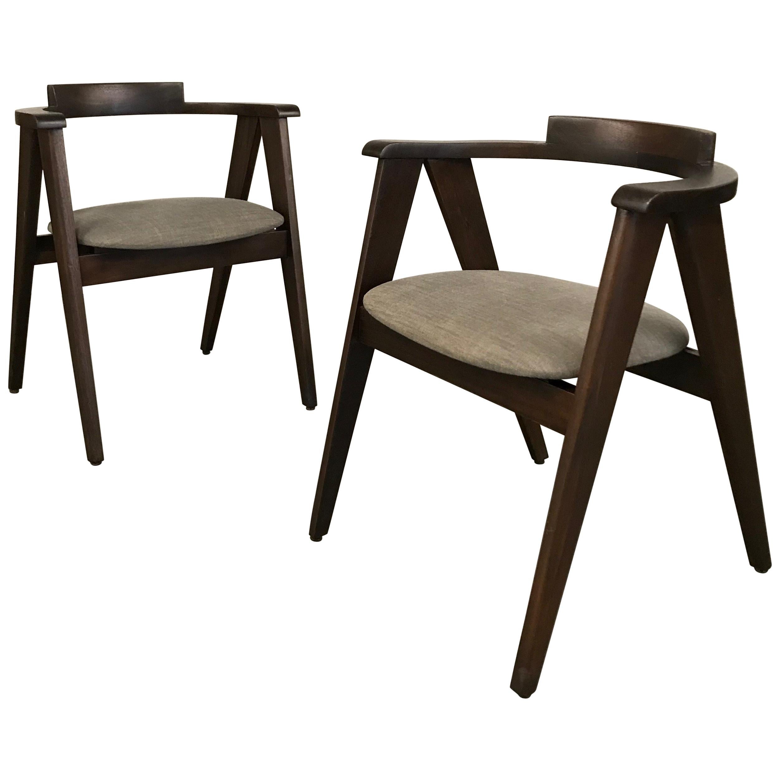 Pair of Mid-Century Modern Mahogany Compass Chairs