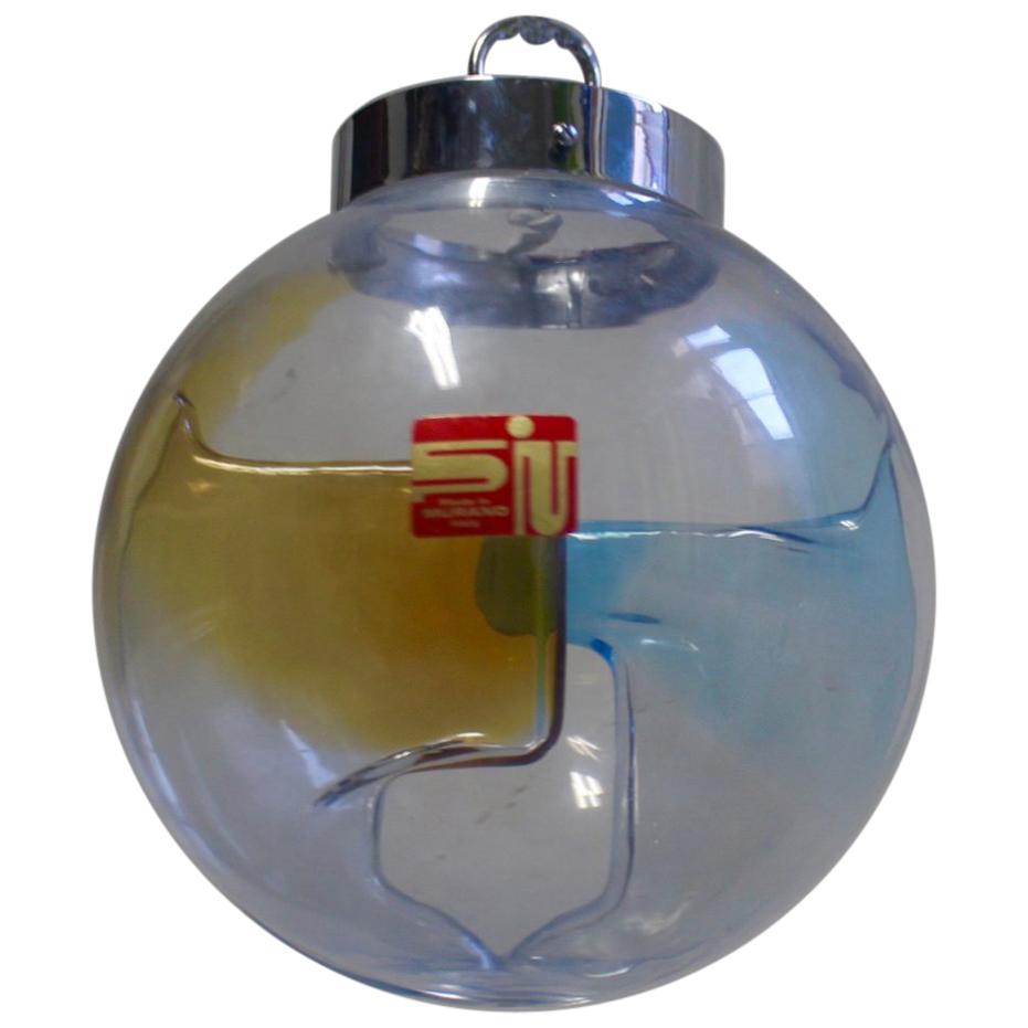 Midcentury Membrane Murano Glass Globe Lamp, Toni Zuccheri Style, Venini, 1960s For Sale