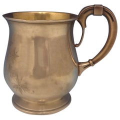 Wood & Hughes Sterling Silver Child's Cup Bright-Cut Gold Washed Interior