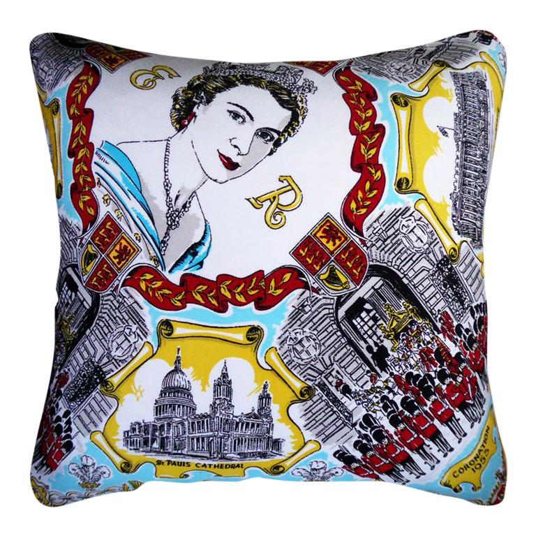 Vintage Cushions 'E.R Coronation' Bespoke Luxury Silk Pillow - Made in London