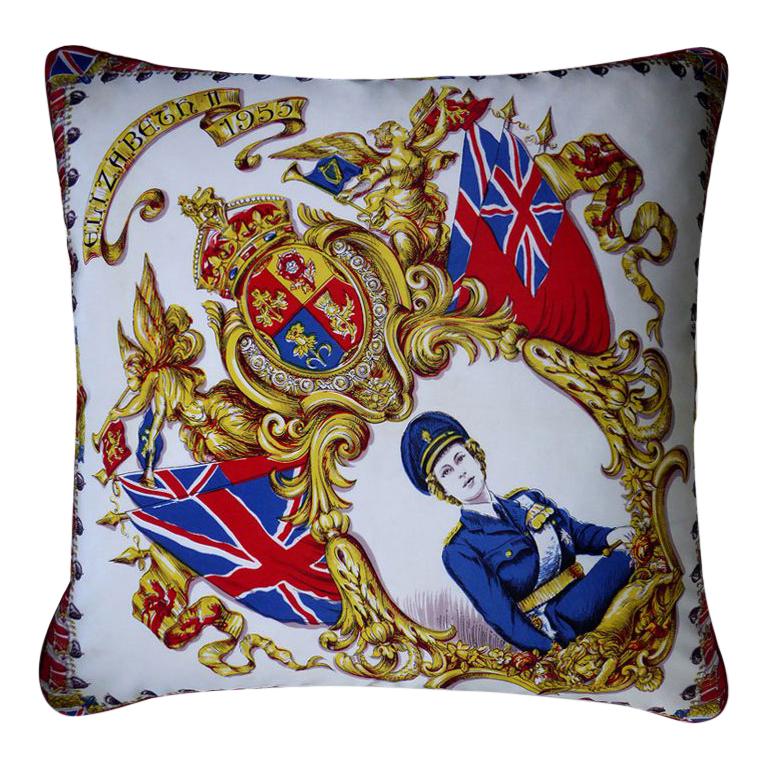 Vintage Cushions "Elizabeth II 1953" Bespoke Luxury Silk Pillow, Made