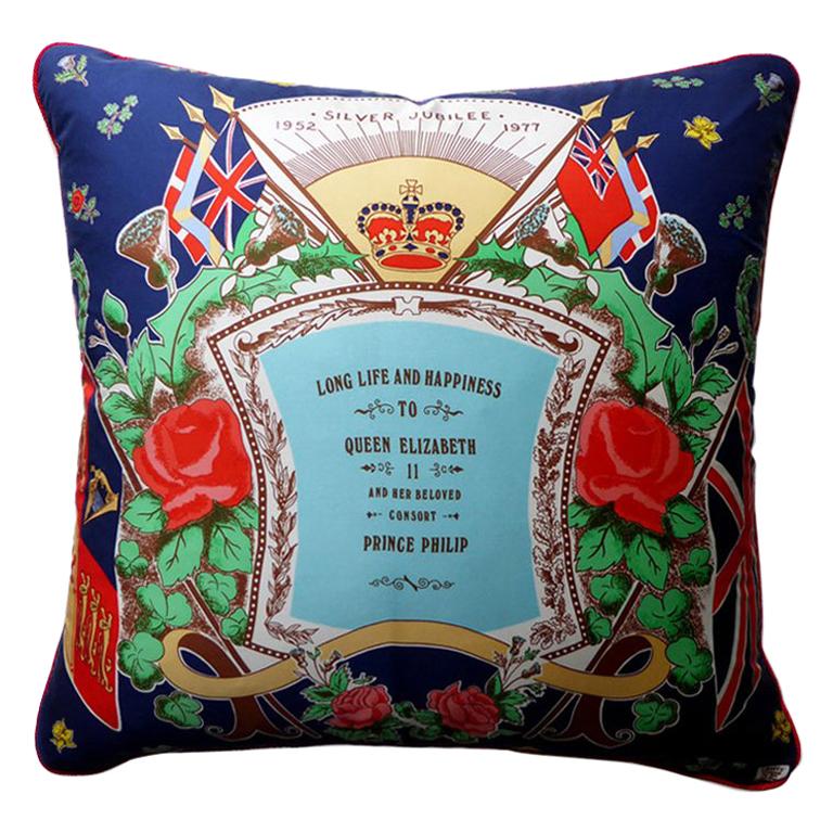 Vintage Cushions 'Silver Jubilee 1977' Front Pillow Side by Liberty of London