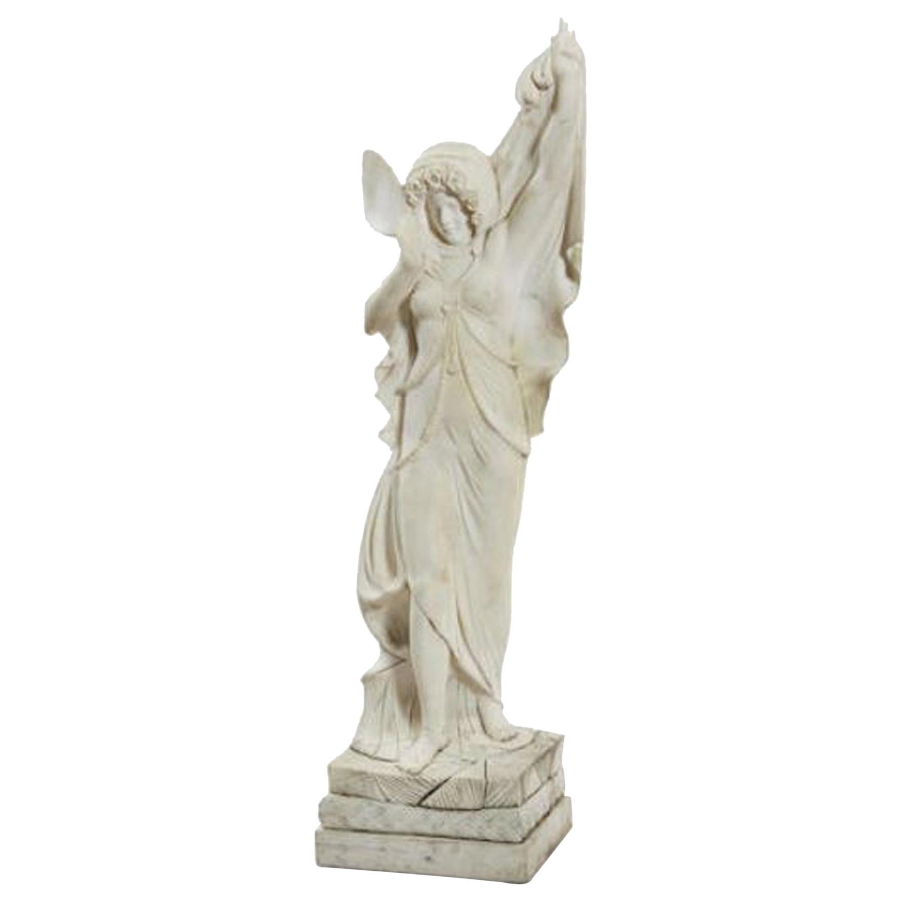 Italian Carved Marble Statue of a Maiden