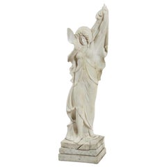 Vintage Italian Carved Marble Statue of a Maiden