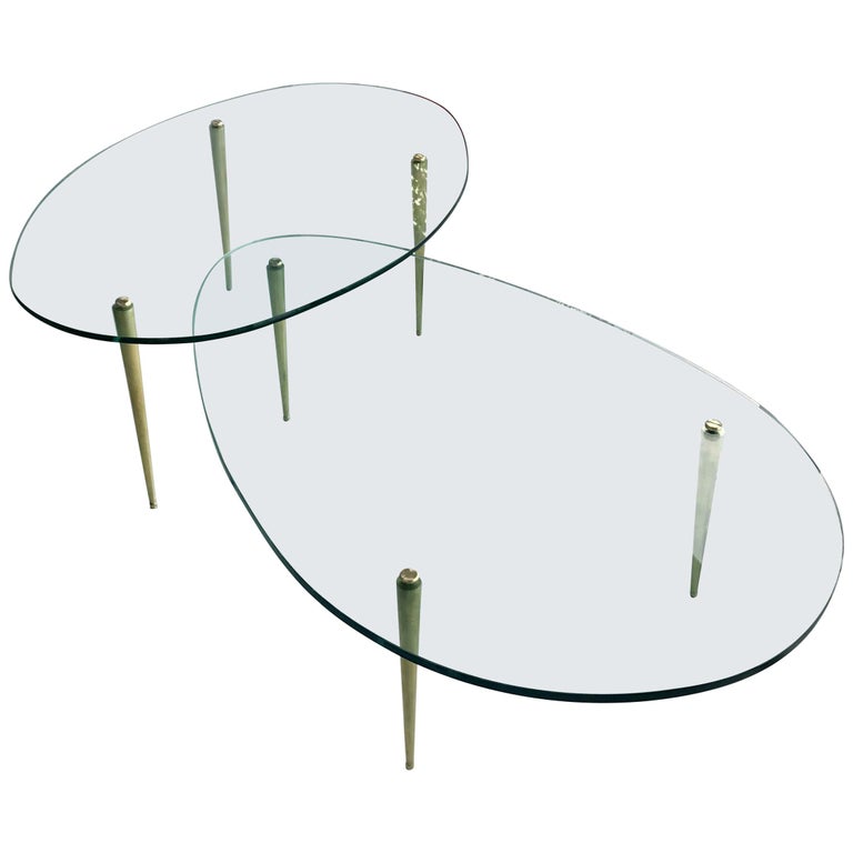 Pair Of Midcentury High Low Italian Br And Gl Coffee Tables Pair Of Midcentury High Low Italian Br And Gl Coffee Tables