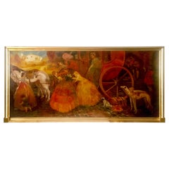Used Magestic Large Oil on Canvas Painting by Karel Van Belle