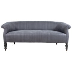 French Low Rolled Arm Settee with Turned Legs