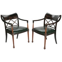 Pair of Regency Style Lacquer Armchairs