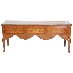 Antique  English Early 19th Century Oak Three-Drawer Dresser Base