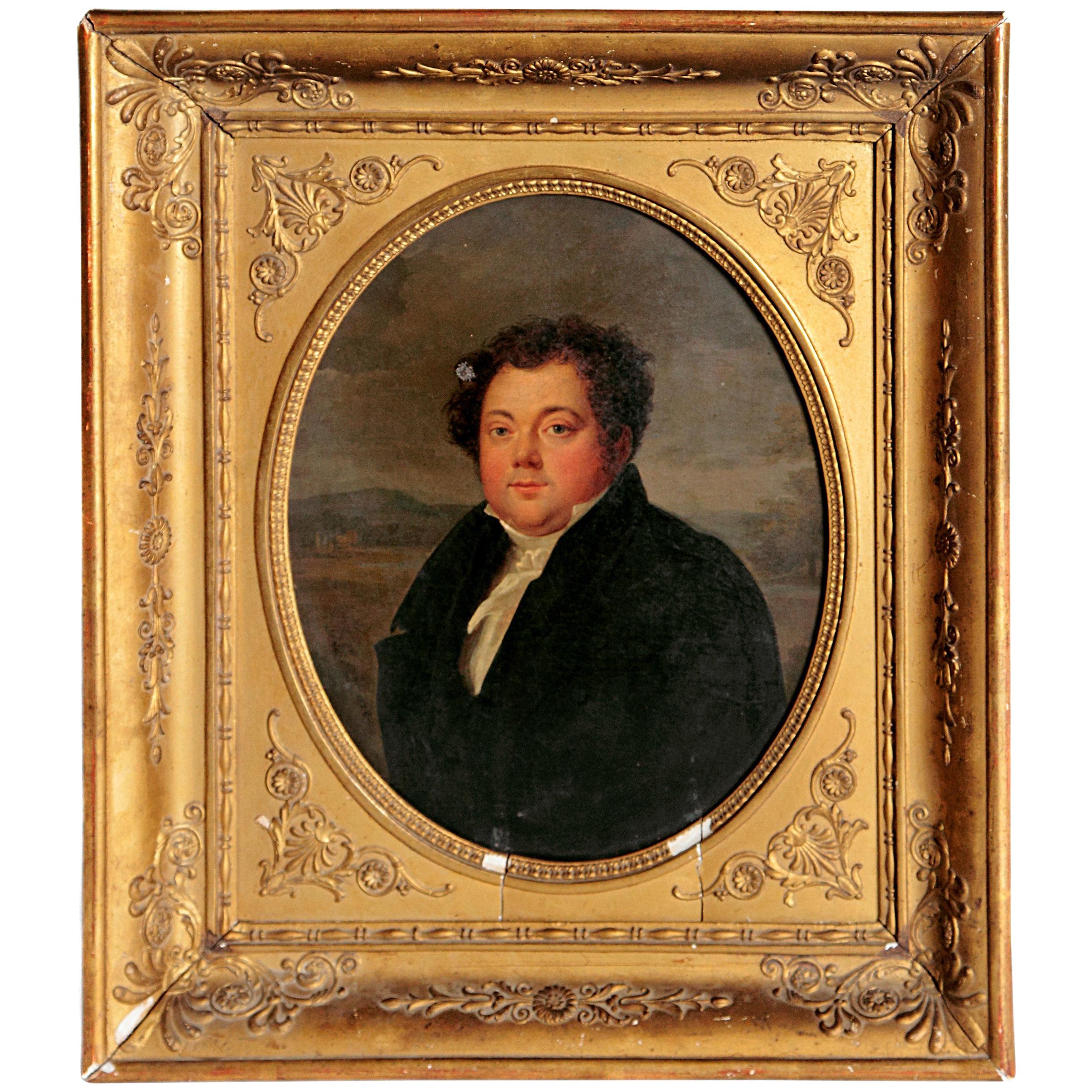 Early 19th Century French Oil on Canvas of a Man Dressed in Black at ...