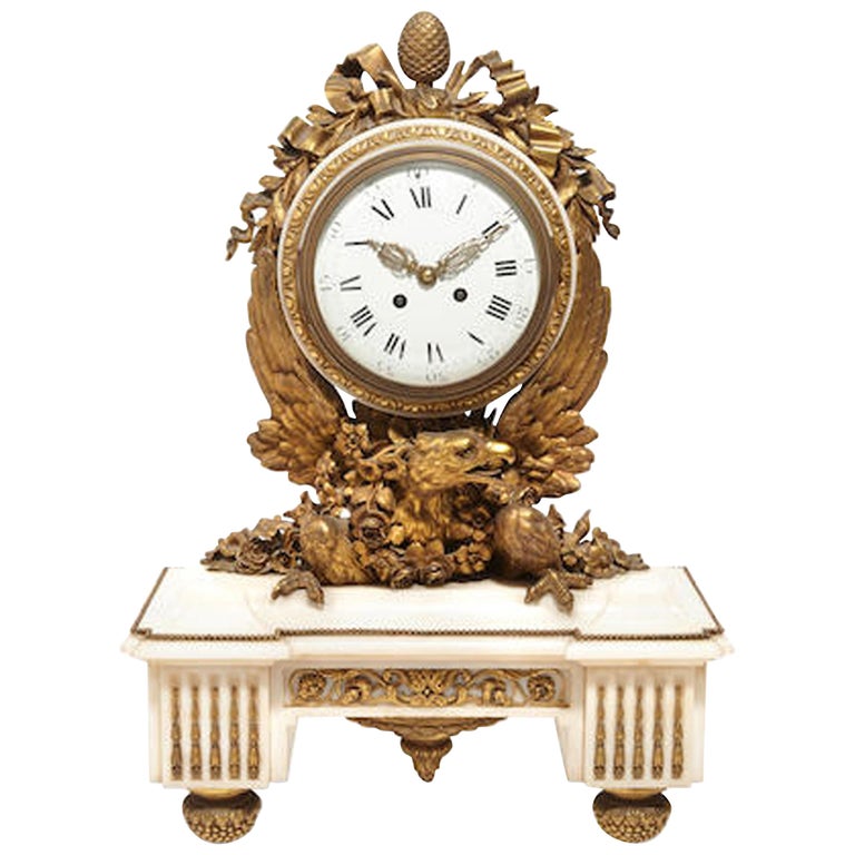 French Ormolu Marble Mantel Clock, 19th Century For Sale at 1stDibs