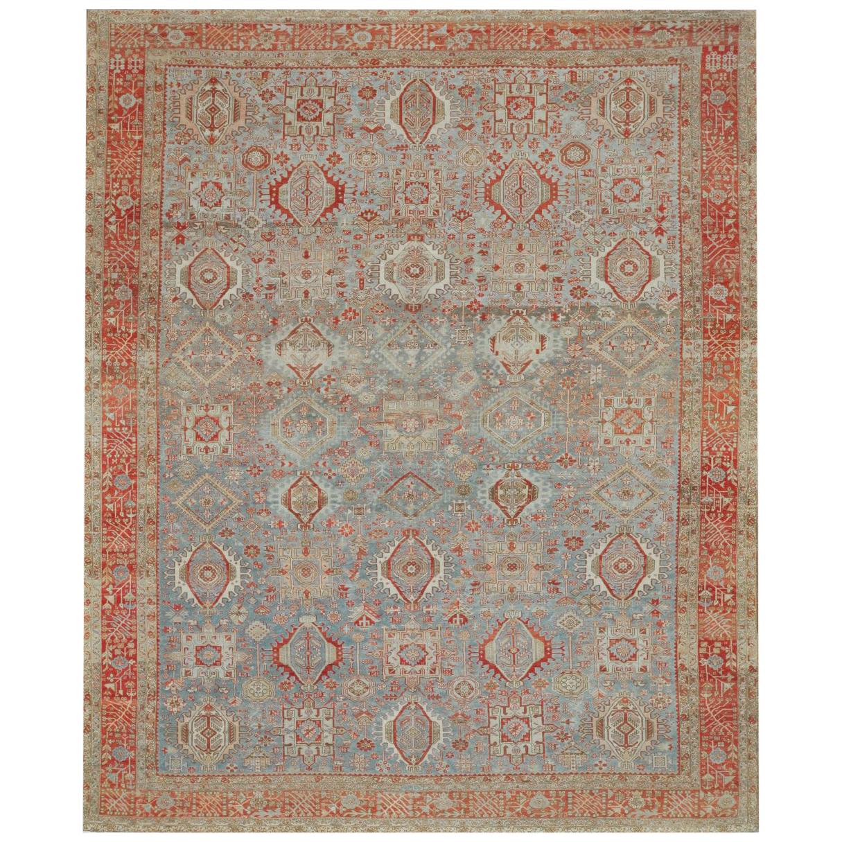 Antique Hand Knotted Wool Persian Karajeh Rug For Sale