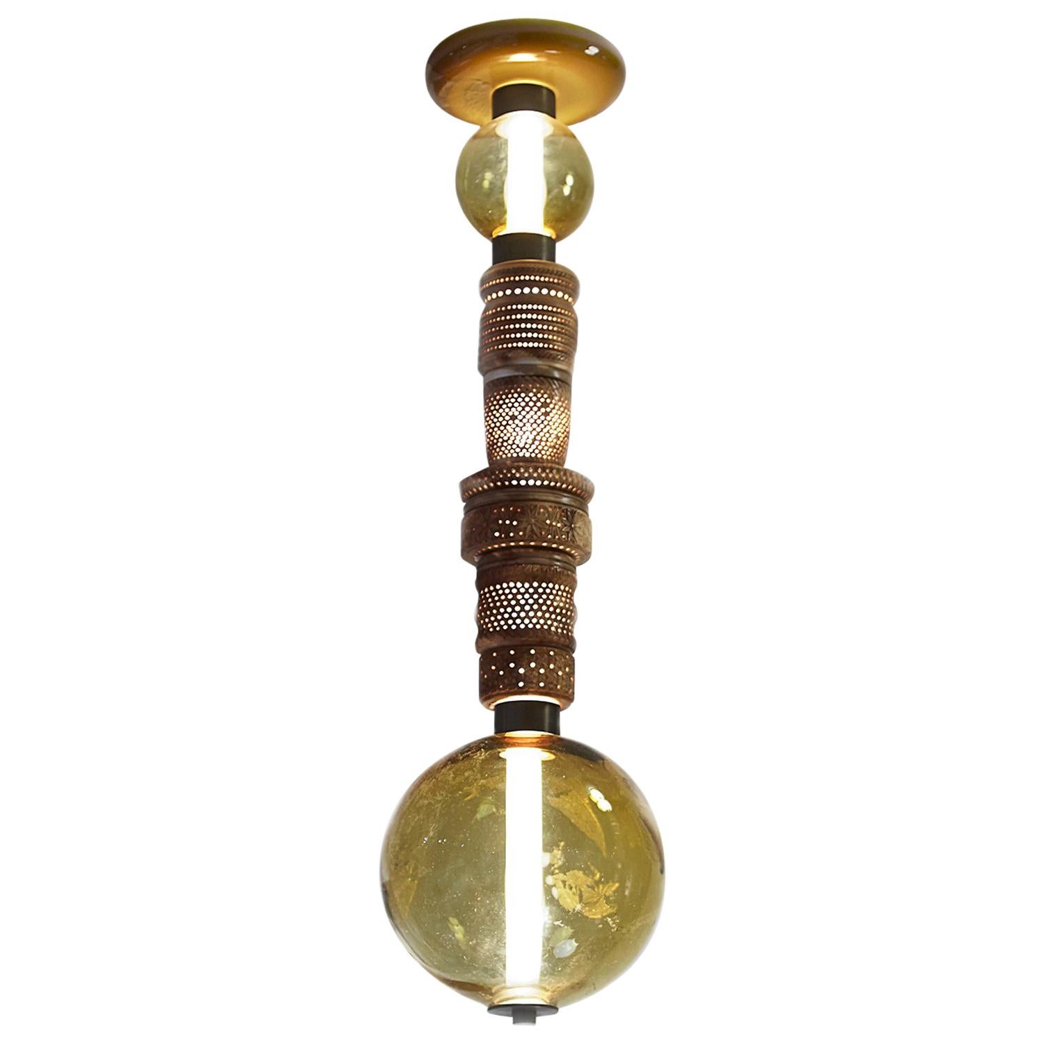 Pillars of Meerschaum, Amber Treasure Lamp in Meerschaum by Feyza Kemahlioglu