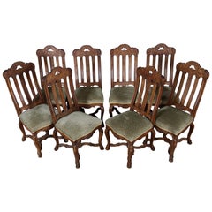 8 Baroque Chairs Liège 18th Century Oak