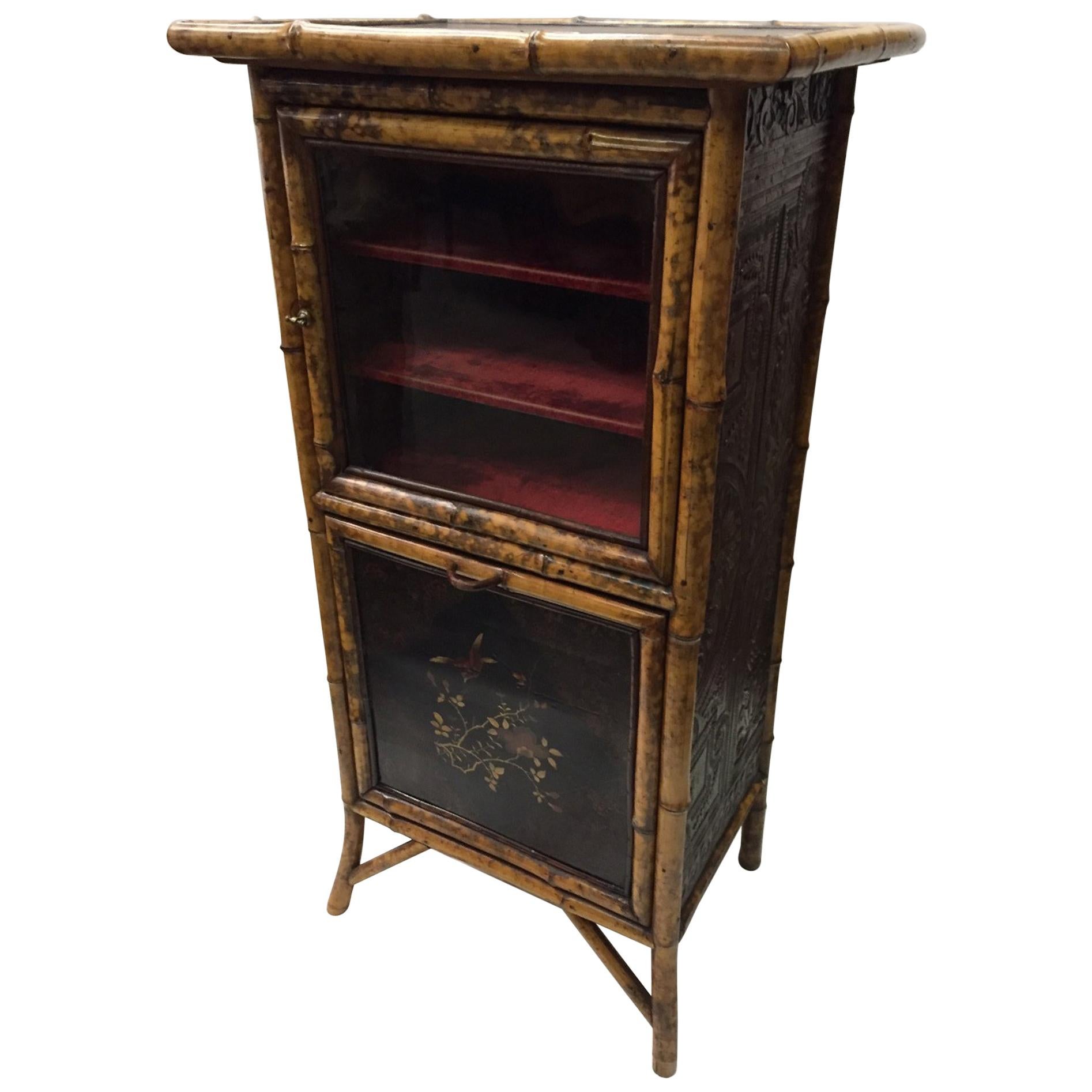 Chinese Lacquer Bamboo Cabinet