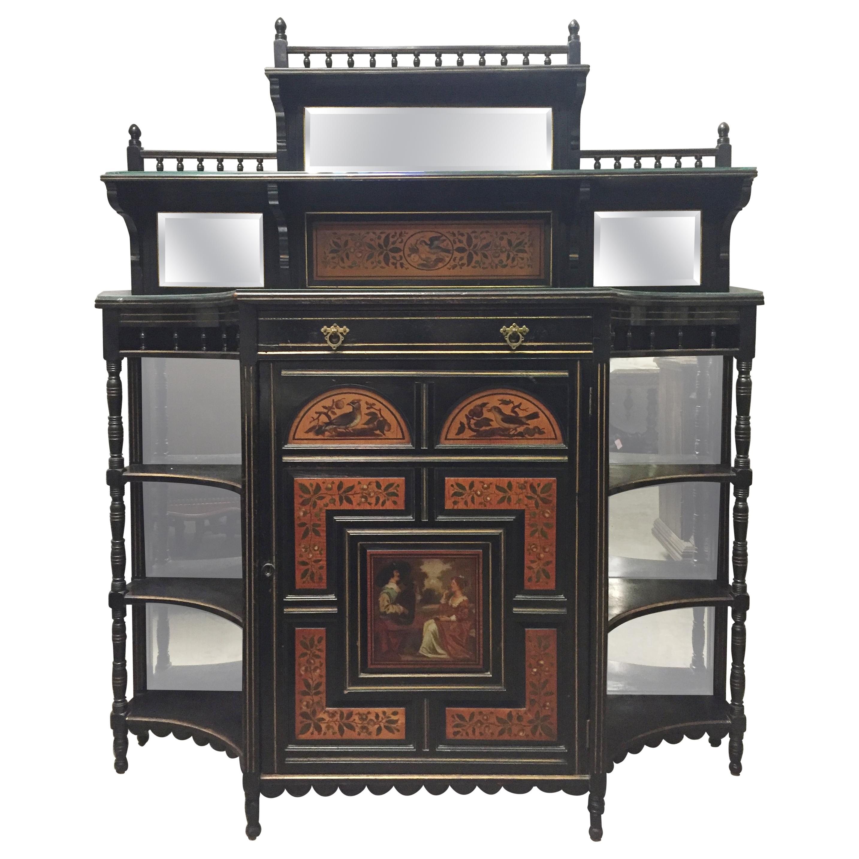 English Aesthetic Movement Painted Cabinet, 19th Century