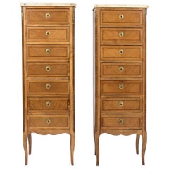 Pair of French Louis XVI Style Kingwood Semainier Cabinets