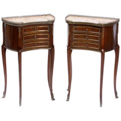 Pair of French Gilt Bronze Mounted Nightstands, 19th Century