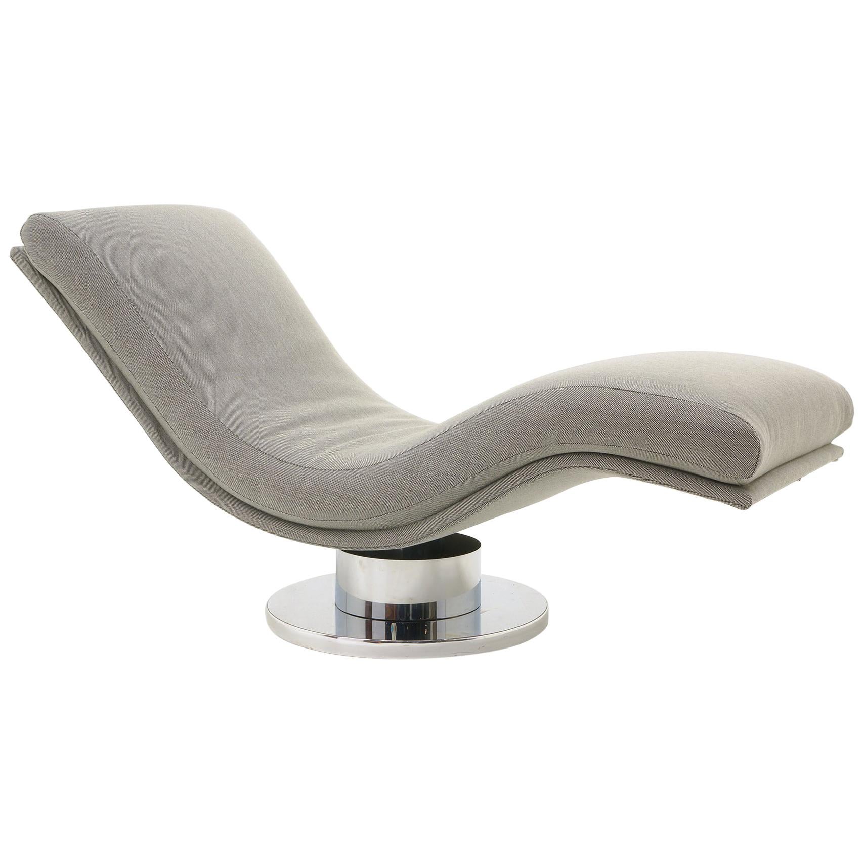 Tilt Swivel "Wave" Chaise by Milo Baughman, New Maharam Fabric, Two Available