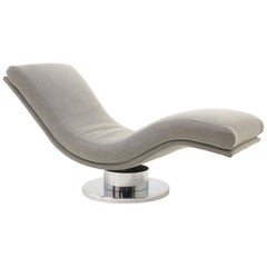 Tilt Swivel "Wave" Chaise by Milo Baughman, New Maharam Fabric, Two Available
