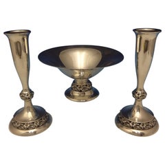 Mueck-Carey Co. Sterling Silver Console Set 3-piece 'Two Candlesticks & Bowl'