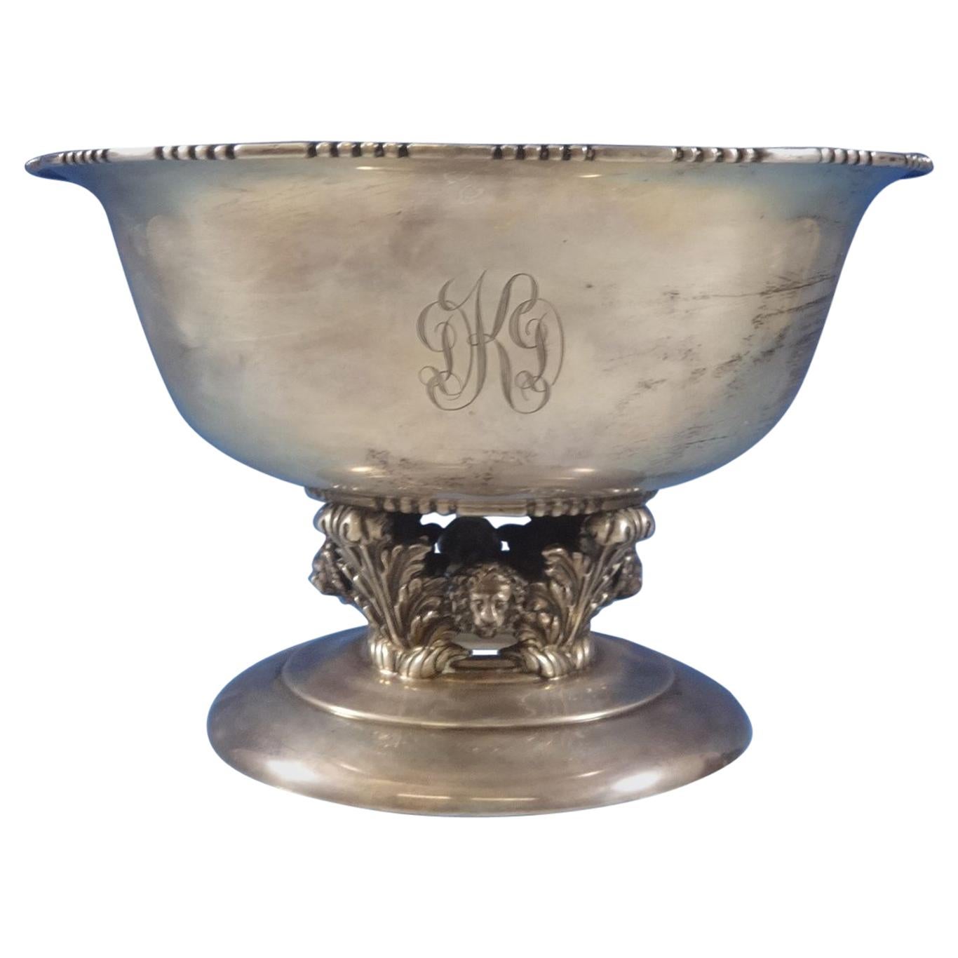 Quaker Silver Co. Sterling Silver Bowl with 3-D Lions Head