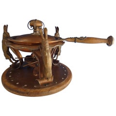 Joseph Heinrichs Copper Chafing Dish and Stand/Burner with 3-D Rabbits