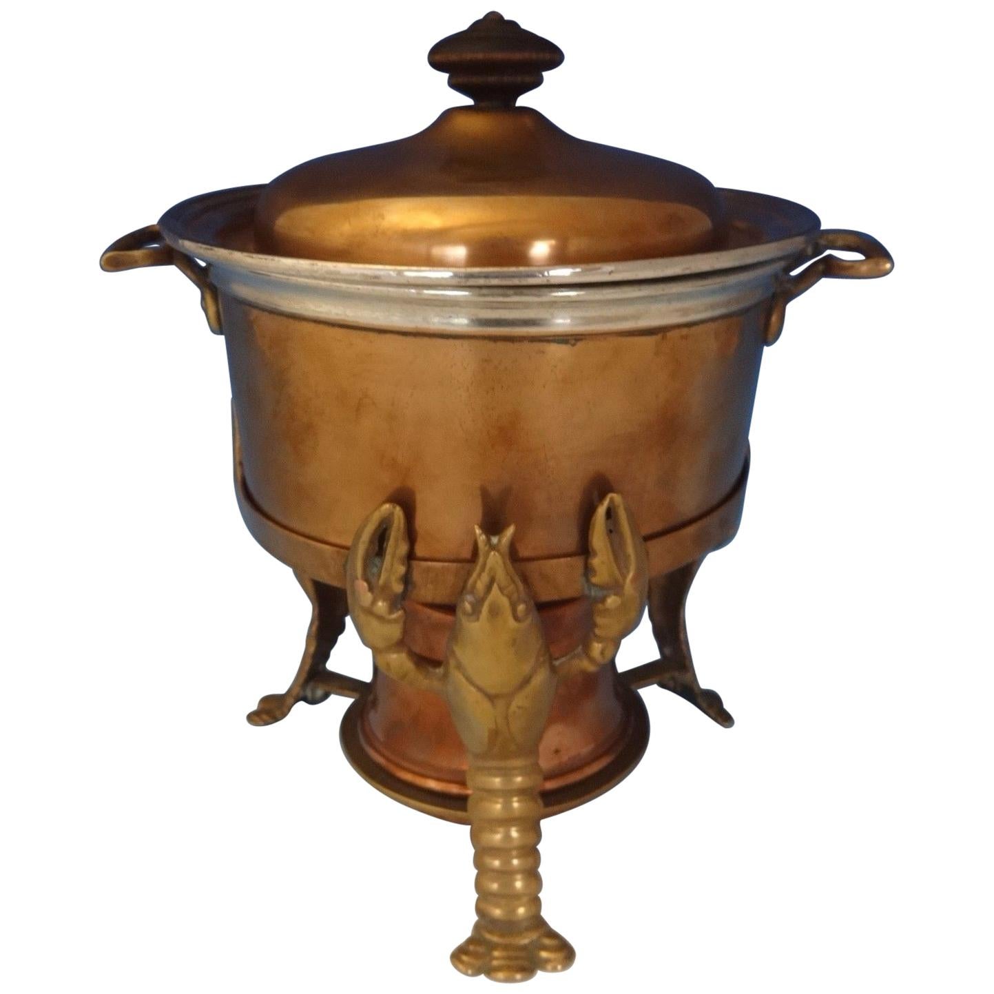 Joseph Heinrichs Lobster Pot Copper and Bronze with 3-D Lobsters