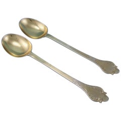 Victorian Britannia Standard Silver Gilt Fruit Spoons by George Adams