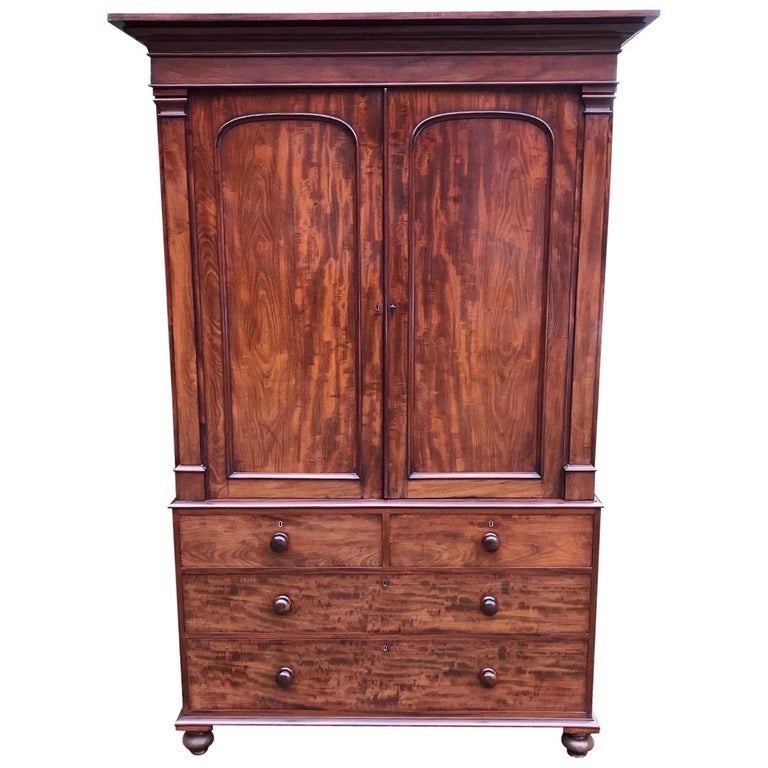 19th Century William IV Mahogany Linen Press 1