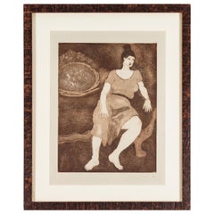 Framed Lithograph of Reclining Woman