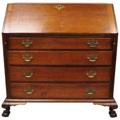 19th Century Mahogany Slant Top Carved Ball and Claw Chippendale Style Desk