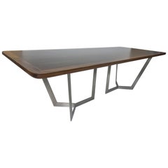 Modern Dining Room Table with Wooden Top and Stainless Finished Legs