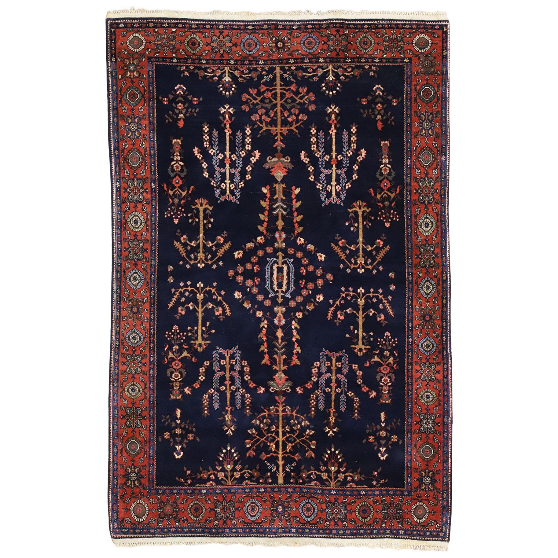 Antique Persian Lilihan Rug with Preppy Jacobean Style For Sale at 1stDibs