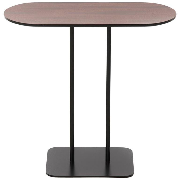 Contemporary Modern Mahogany Cocktail Table with Iron Base