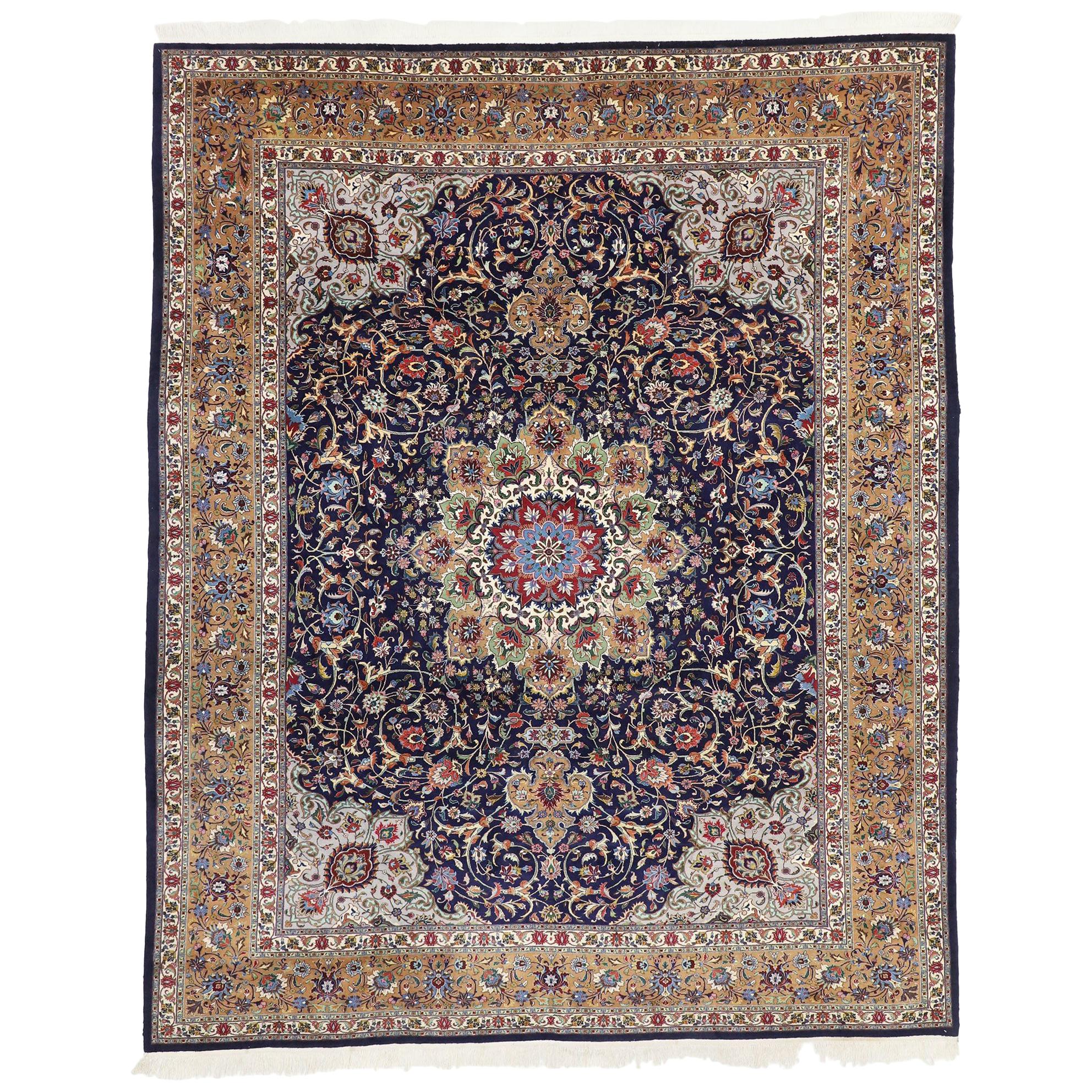 Vintage Persian Tabriz Rug with French Rococo Style