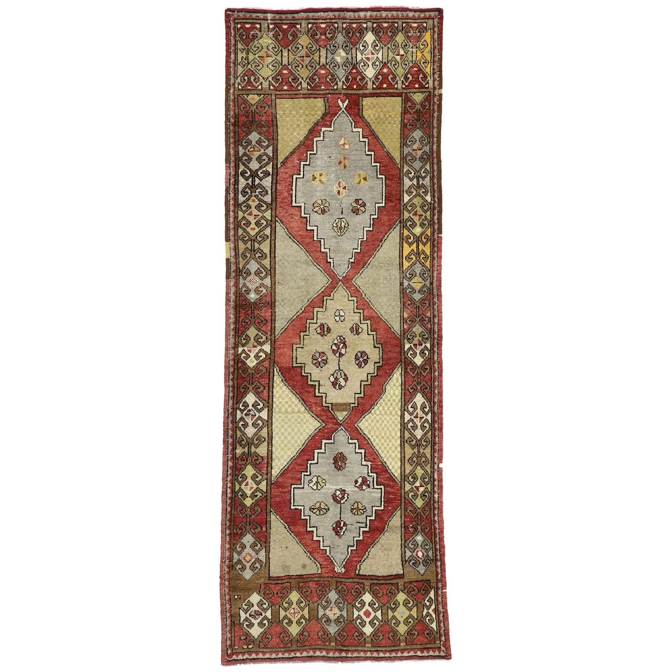 Vintage Turkish Oushak Hallway Runner