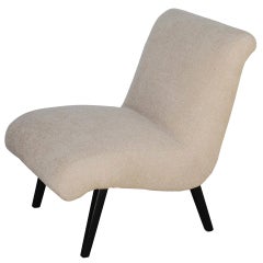  Bouclé Slipper Chair in Style of Jens Risom