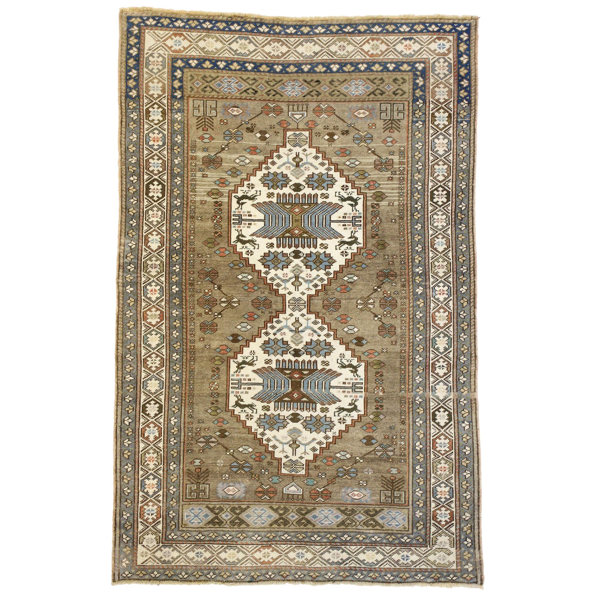Vintage Turkish Oushak Rug with French Country Tribal Style