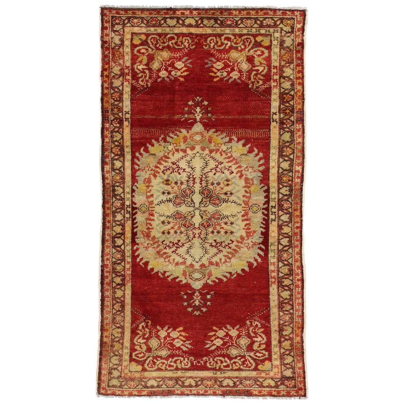 Vintage Turkish Oushak Rug with French Rococo Style, Kitchen, Foyer or ...