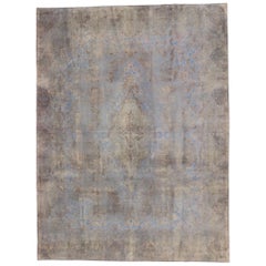 Distressed Vintage Turkish Overdyed Rug with Luxe French Industrial Style