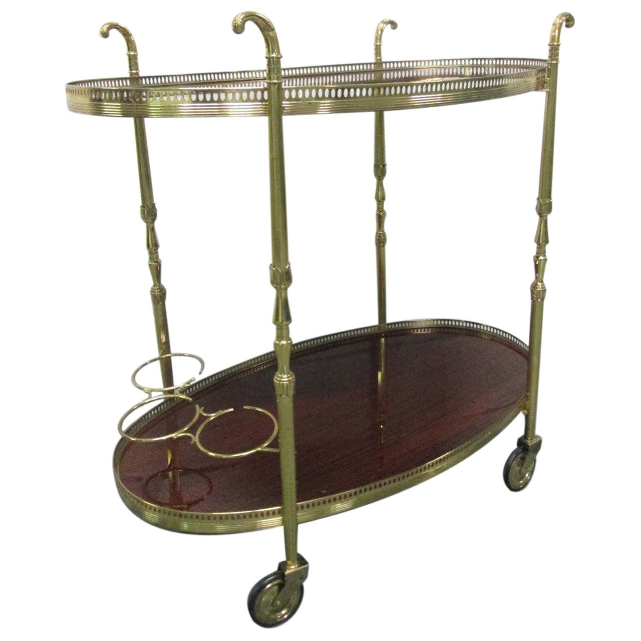 French Vintage Silver Plated Bar Cart at 1stdibs