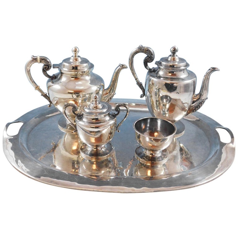 Mexican Sterling Silver Tea Set 4Piece with Tray at 1stDibs silver