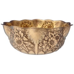 Repousse by Whiting Sterling Silver Fruit Bowl with Floral and Shell Design