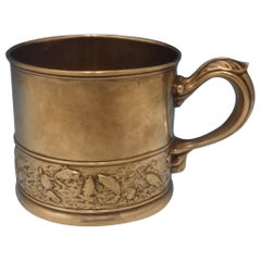Tazza per bambini in argento sterling Hizen by Gorham con bordo di tartaruga e pesce