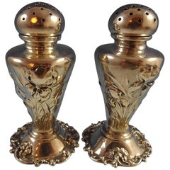 Gorham Sterling Silver Salt and Pepper Shakers 2-Piece Art Nouveau Iris