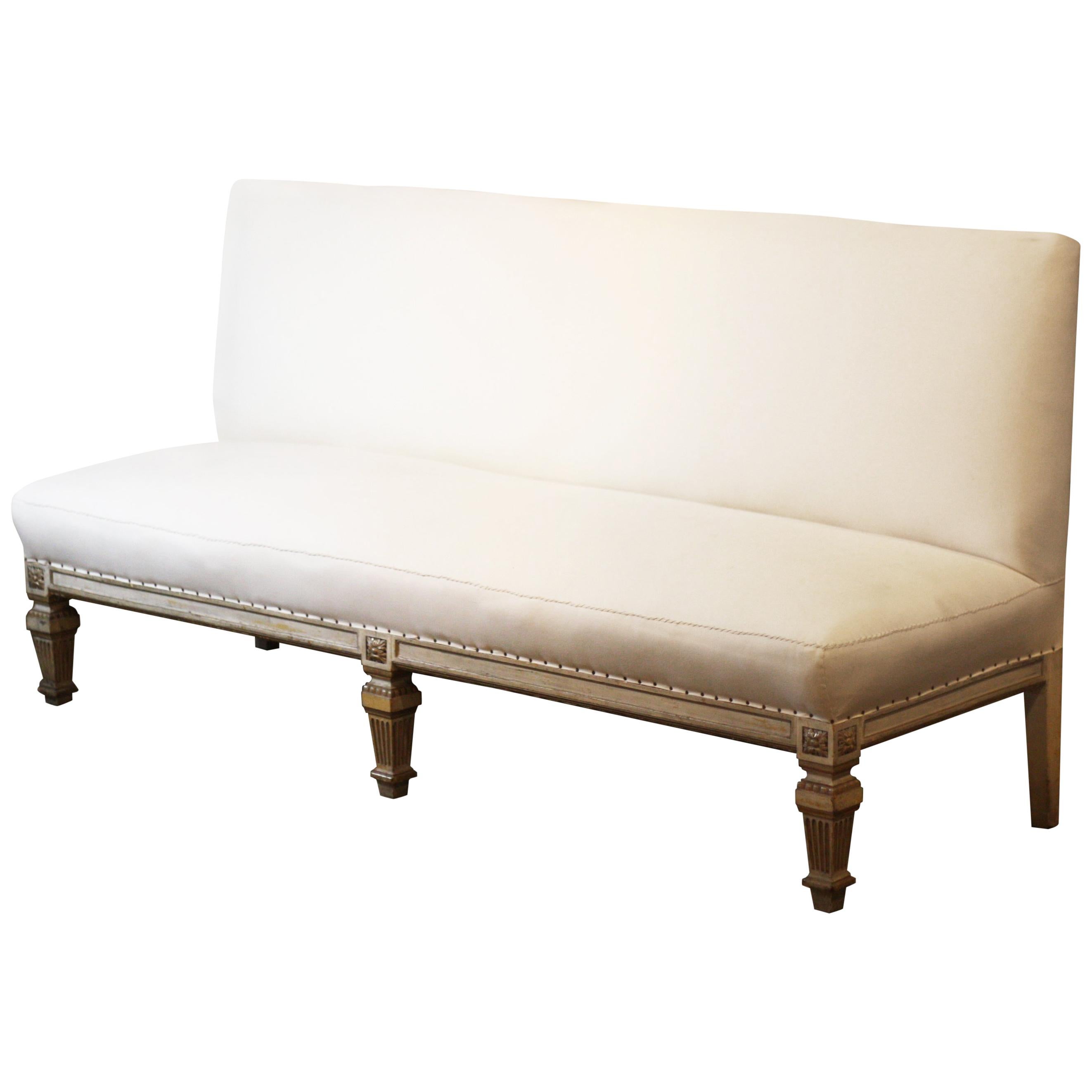 Pair of Giltwood Louis XVI Banquette Canapes or Sofas