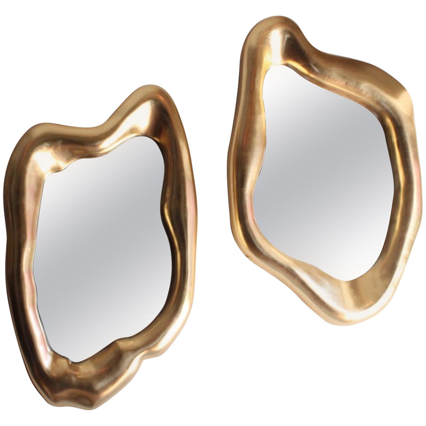 Pair of Gold Mirrors For Sale