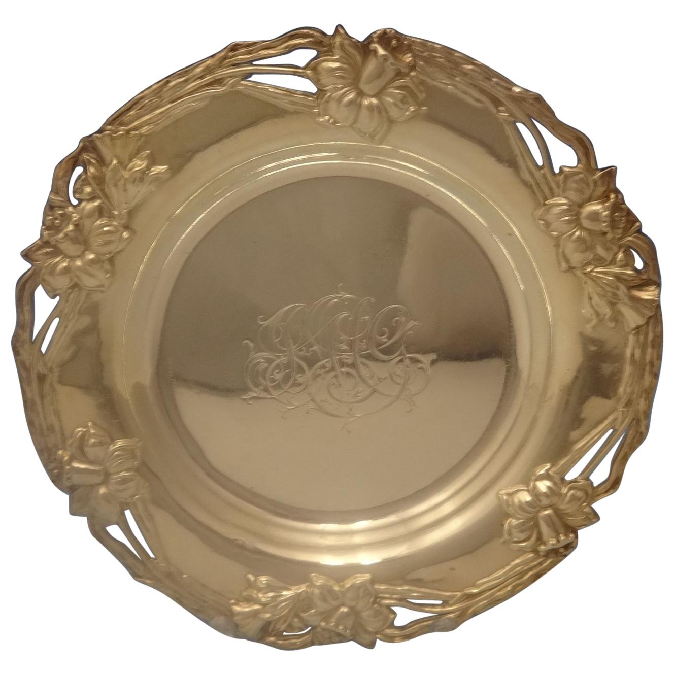 Alvin Sterling Silver Bread and Butter Plate Art Nouveau Daffodil